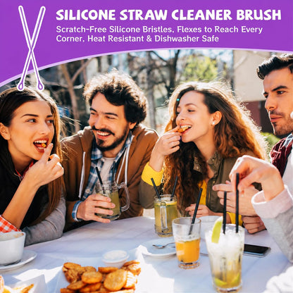 Pink Silicone Straw Cleaner Brushes,2 Pack, 0.24" & 0.35" Sizes