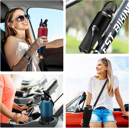 40 OZ Water-Bottle Fit Car Cup-Holder - Double Wall Vacuum Insulated Thermal with Lid and Straw, Stainless Steel Cup 40oz with Carrying Case, for Travel Drive