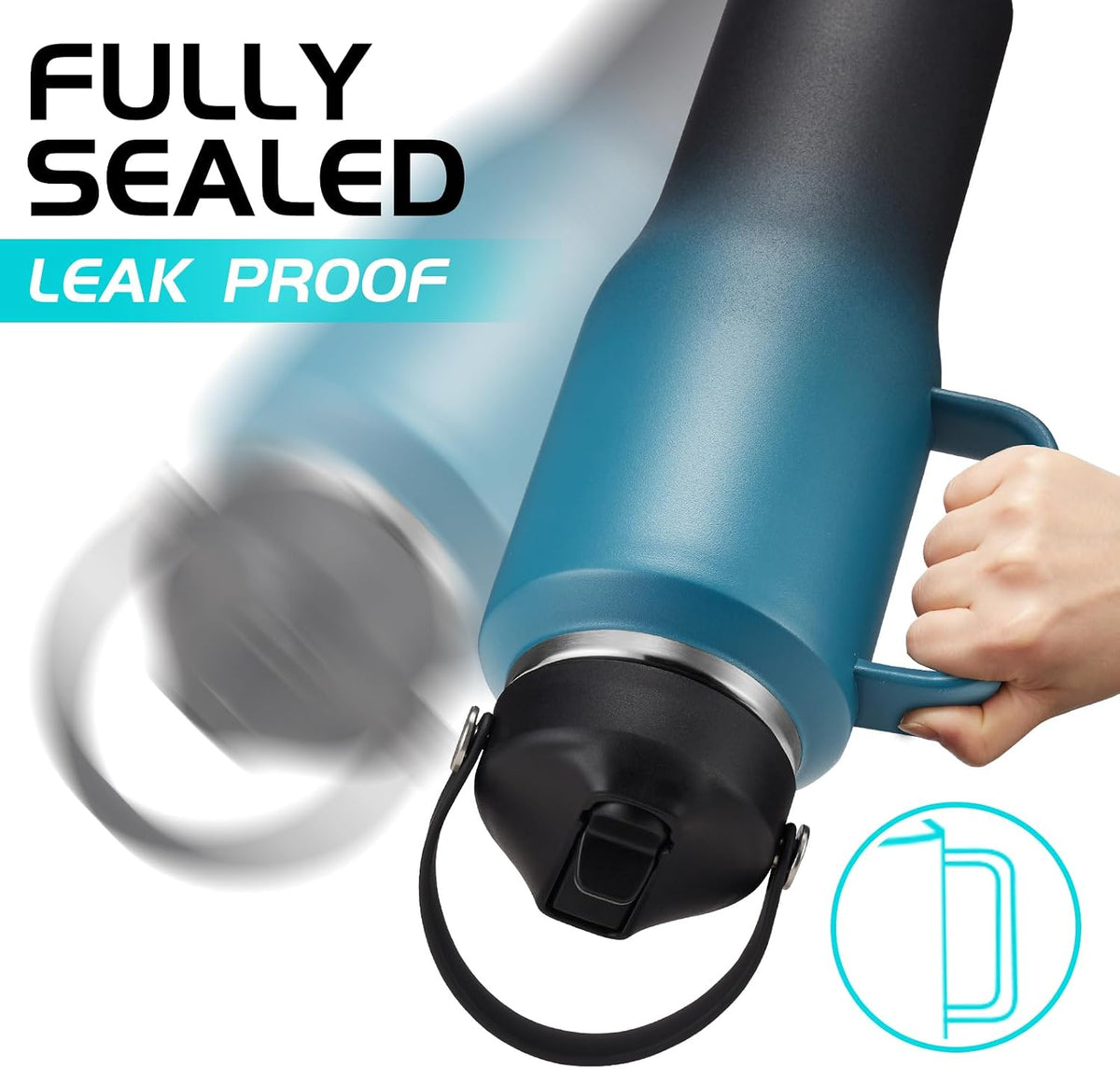 40 OZ Water-Bottle Fit Car Cup-Holder - Double Wall Vacuum Insulated Thermal with Lid and Straw, Stainless Steel Cup 40oz with Carrying Case, for Travel Drive