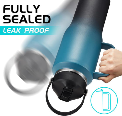 40 OZ Water-Bottle Fit Car Cup-Holder - Double Wall Vacuum Insulated Thermal with Lid and Straw, Stainless Steel Cup 40oz with Carrying Case, for Travel Drive