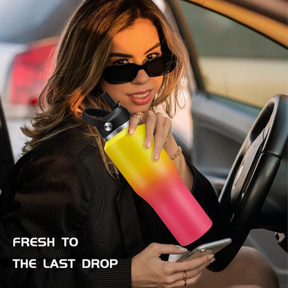 40 OZ Water-Bottle Fit Car Cup-Holder - Double Wall Vacuum Insulated Thermal with Lid and Straw, Stainless Steel Cup 40oz with Carrying Case, for Travel Drive