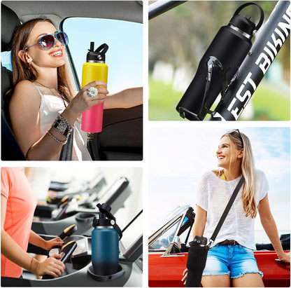 40 OZ Water-Bottle Fit Car Cup-Holder - Double Wall Vacuum Insulated Thermal with Lid and Straw, Stainless Steel Cup 40oz with Carrying Case, for Travel Drive