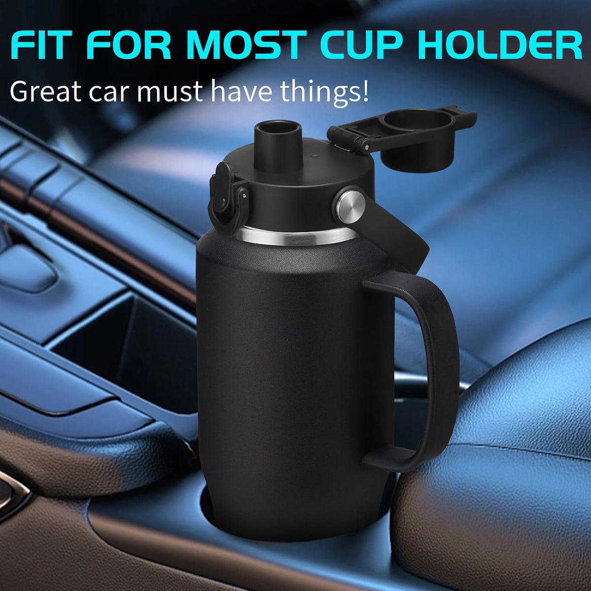 40 OZ Water-Bottle Fit Car Cup-Holder - Double Wall Vacuum Insulated Thermal with Lid and Straw, Stainless Steel Cup 40oz with Carrying Case, for Travel Drive