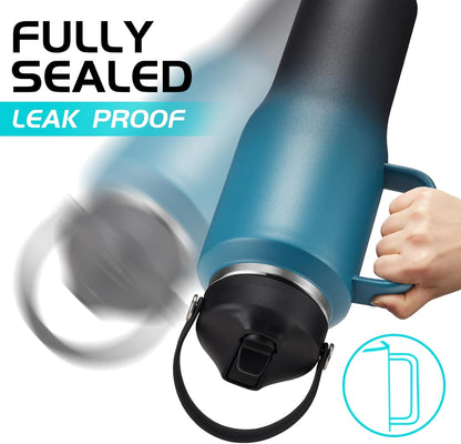 40 OZ Water-Bottle Fit Car Cup-Holder - Double Wall Vacuum Insulated Thermal with Lid and Straw, Stainless Steel Cup 40oz with Carrying Case, for Travel Drive