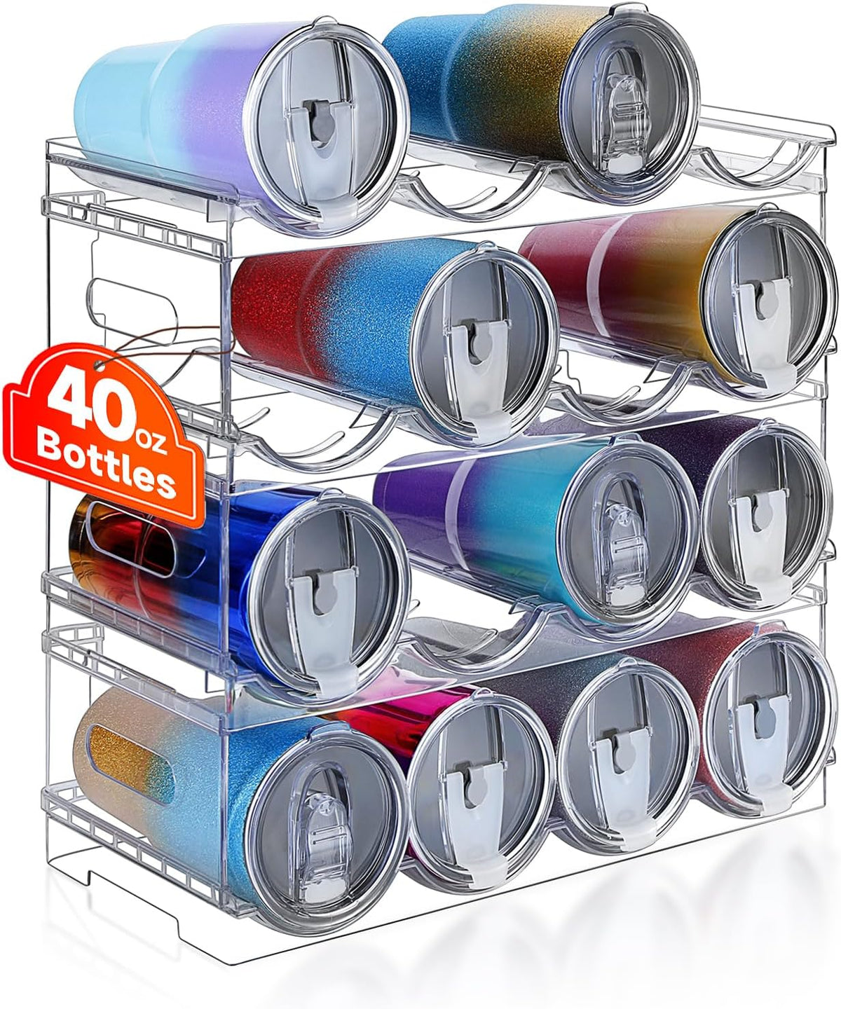 Amaoot Large Compartment Stackable Water Bottle Organizer for Cabinet