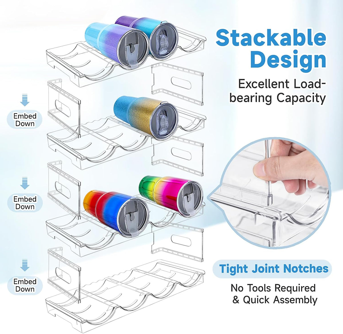 Amaoot Large Compartment Stackable Water Bottle Organizer for Cabinet