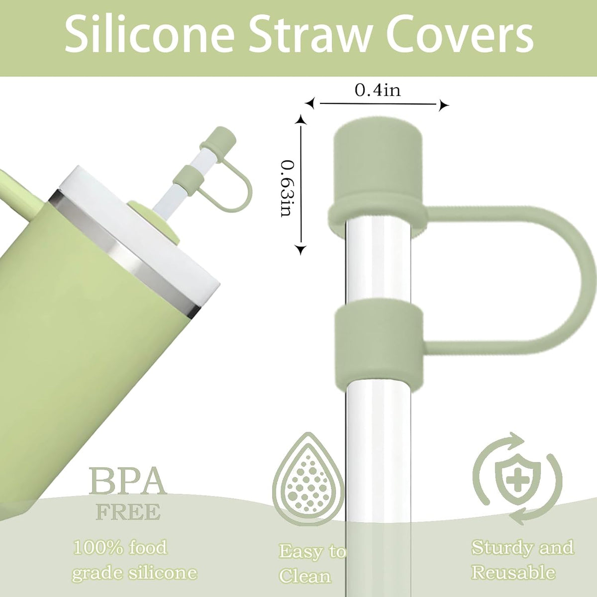 6PCS Silicone Straw Covers Caps Compatible with Stanley 30&40 Oz Tumbler Accessories Simple Straw Toppers Reusable Caps for Stanley Cup 10mm 0.4in Straws (Colorful 1)
