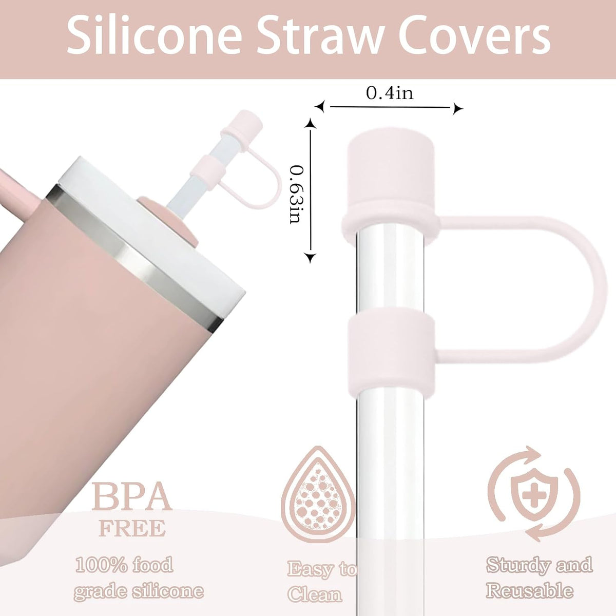 6PCS Silicone Straw Covers Caps Compatible with Stanley 30&40 Oz Tumbler Accessories Simple Straw Toppers Reusable Caps for Stanley Cup 10mm 0.4in Straws (Colorful 1)