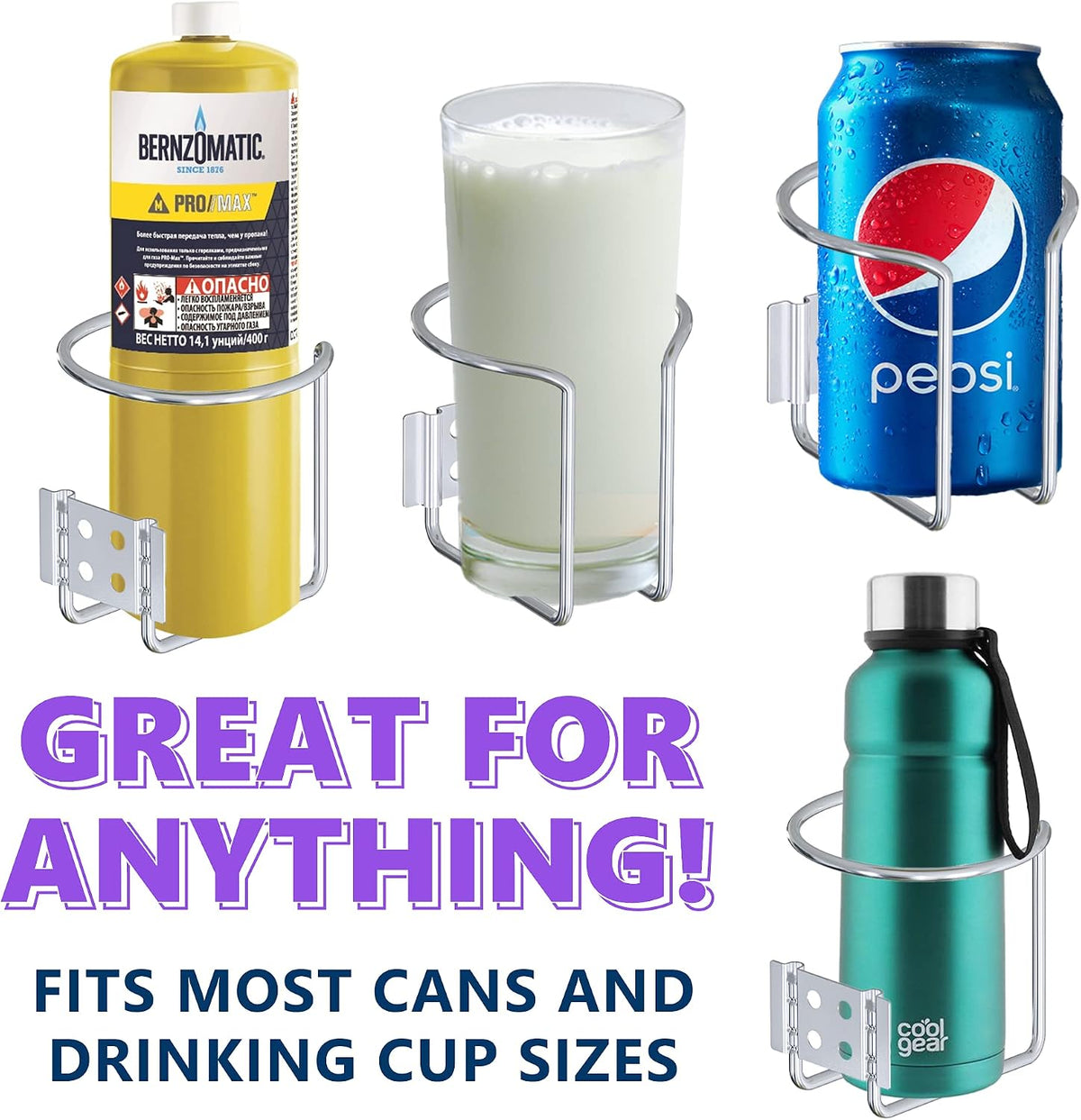 Screw Mount Large Cup, Water Bottle & Tumbler Holder Organizer