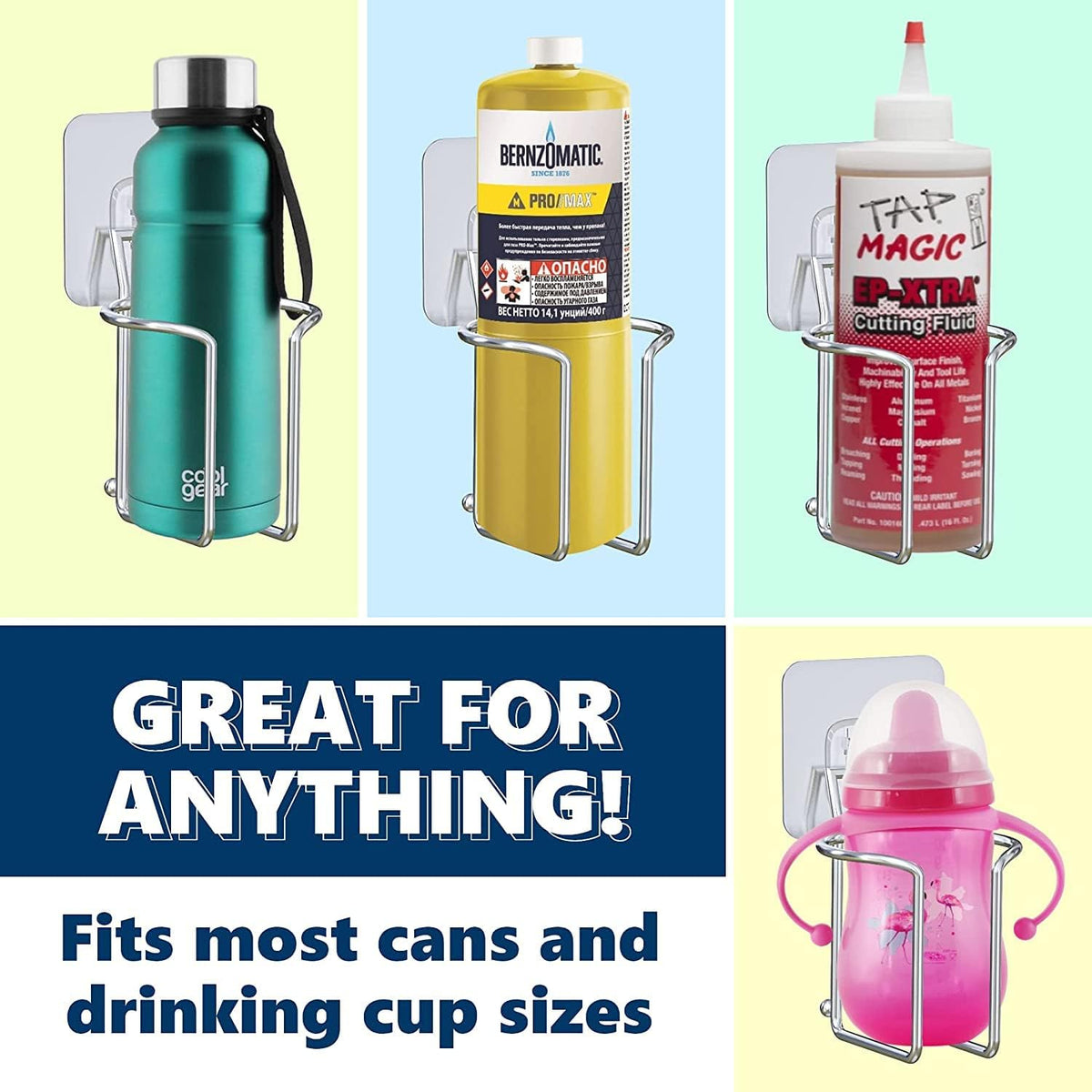 Screw Mount Large Cup, Water Bottle & Tumbler Holder Organizer