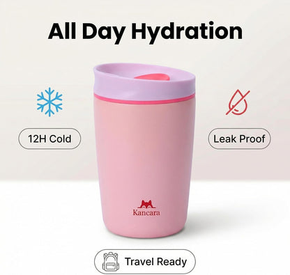 12 oz coffee tumbler Insulated coffee mug with lid Slider Insulated Stainless Steel Coffee Tumbler, Travel Mug for Hot and Iced Beverages insulated travel coffee mug (pink)