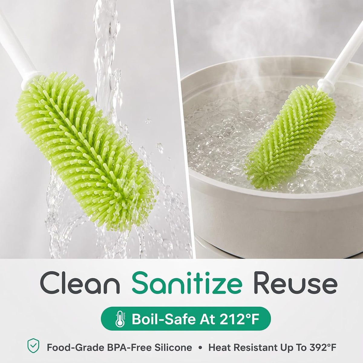 5-in-1 Long-Handle Silicone Baby Bottle Brush Set with Straw Cleaner