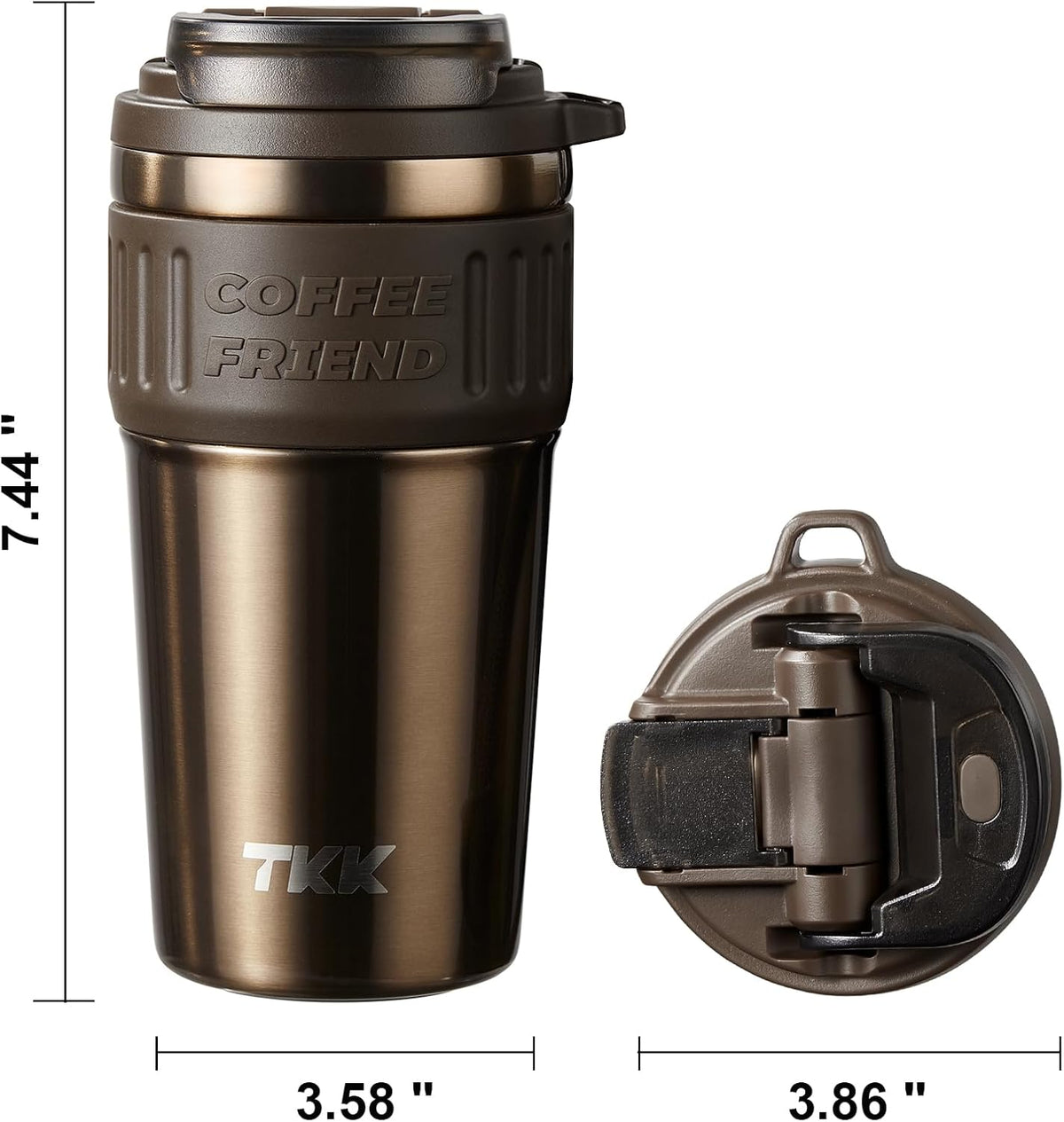 Insulated Coffee Mug with Ceramic Coating, 21oz Iced Coffee Tumbler Cup with Straw Lid Double Wall Vacuum Leak Proof Travel Mug with Strap for Hot and Iced Beverage, Tungsten Steel