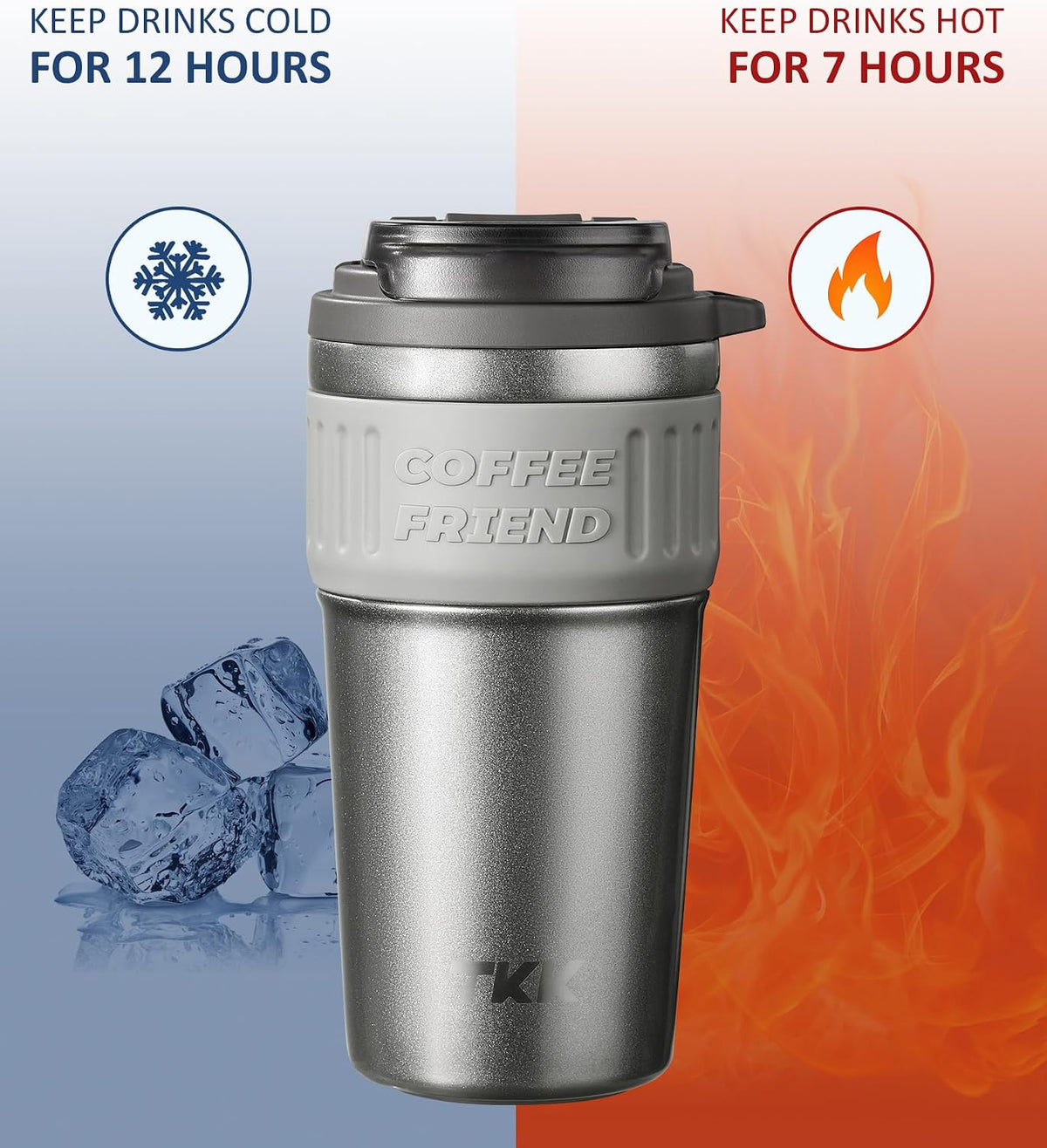 Insulated Coffee Mug with Ceramic Coating, 21oz Iced Coffee Tumbler Cup with Straw Lid Double Wall Vacuum Leak Proof Travel Mug with Strap for Hot and Iced Beverage, Tungsten Steel