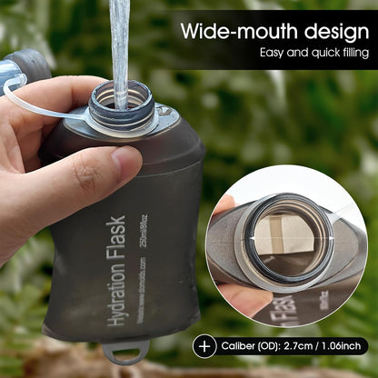 GYGYL Soft Flask, Collapsible Water Bottle for Sports, 250ml Grey