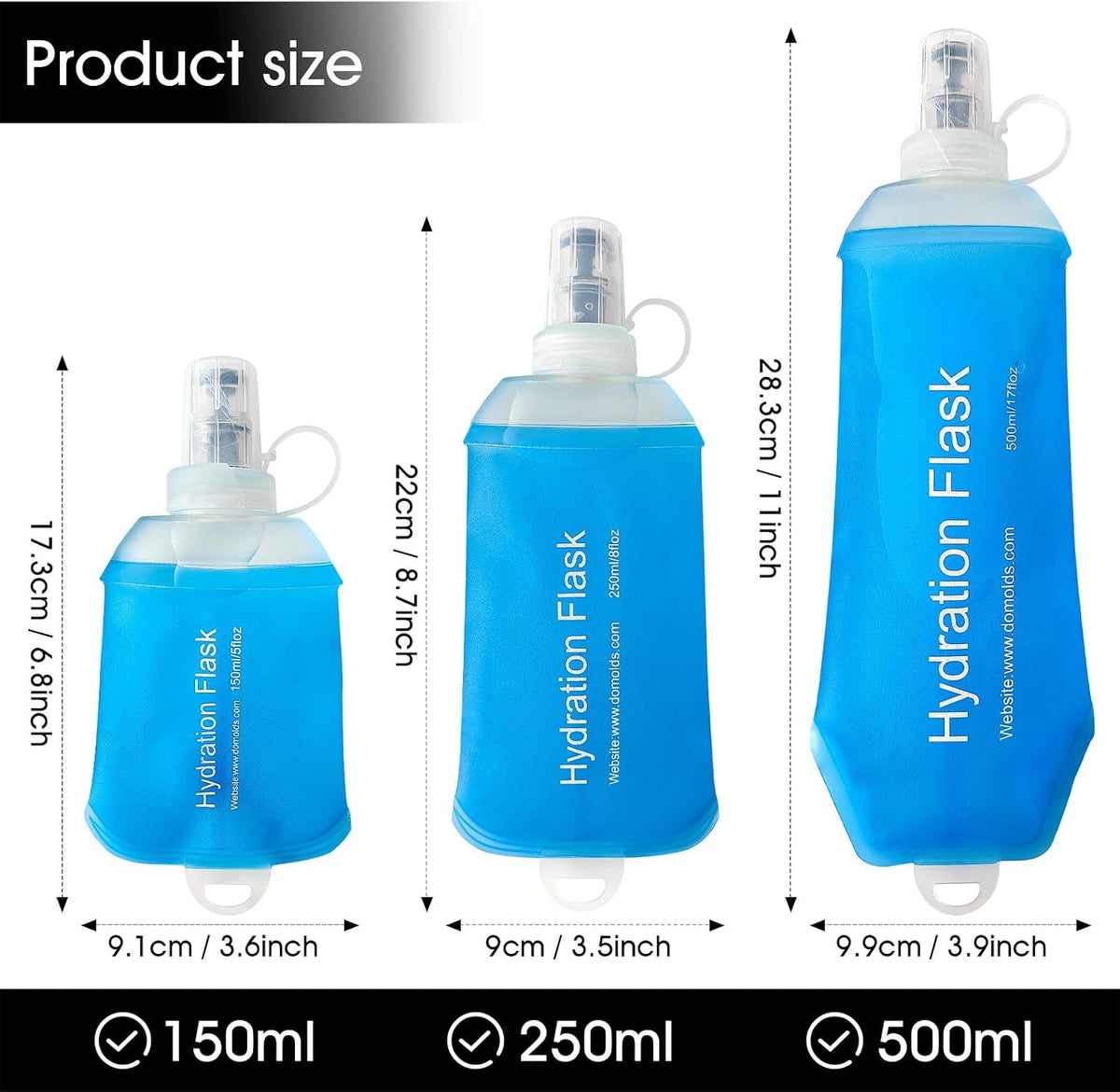 GYGYL Soft Flask, Collapsible Water Bottle for Sports, 250ml Grey