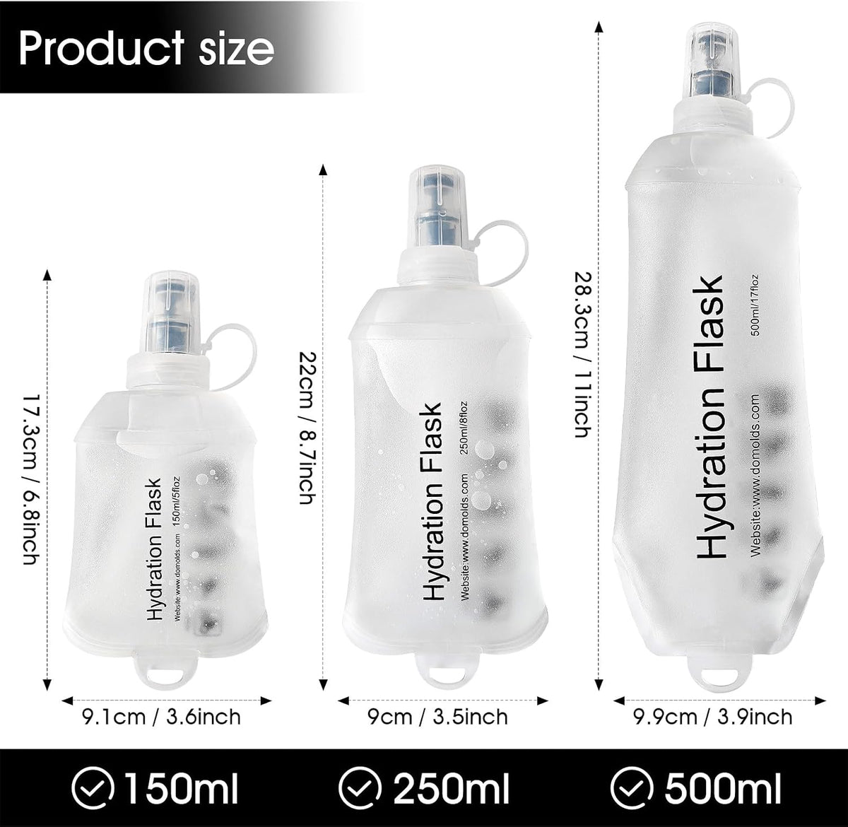 GYGYL Soft Flask, Collapsible Water Bottle for Sports, 250ml Grey