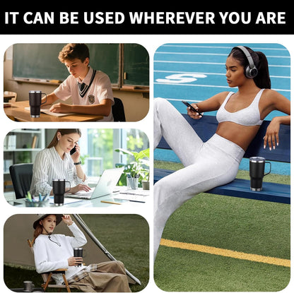 20oz Insulated Tumbler with Handle Stainless Steel Travel Coffee Mug with Lid and Straw Double Wall Vacuum Leak-proof Reusable Thermal Water Cup for Hot and Cold Drinks (Black,1 Pack)