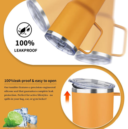 20oz Insulated Tumbler with Handle Stainless Steel Travel Coffee Mug with Lid and Straw Double Wall Vacuum Leak-proof Reusable Thermal Water Cup for Hot and Cold Drinks (Black,1 Pack)