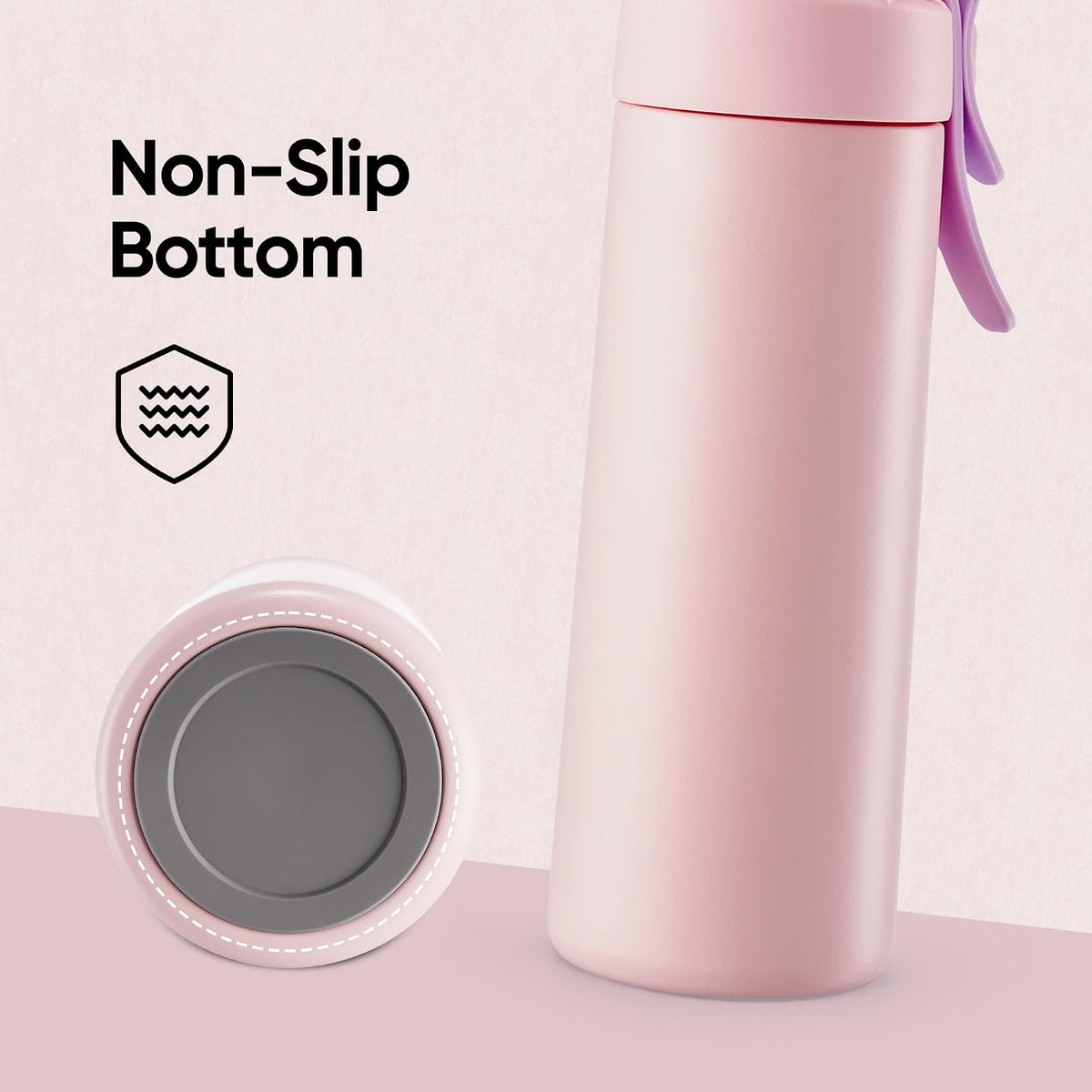 18 oz Insulated Water Bottle with Handle, 304 Stainless Steel Double Wall Vacuum, Keep 24H Cold, Leak Proof, BPA-Free,with Lid & Non-Slip Bottom for Outdoor, Sports, Work, Travel (Black)