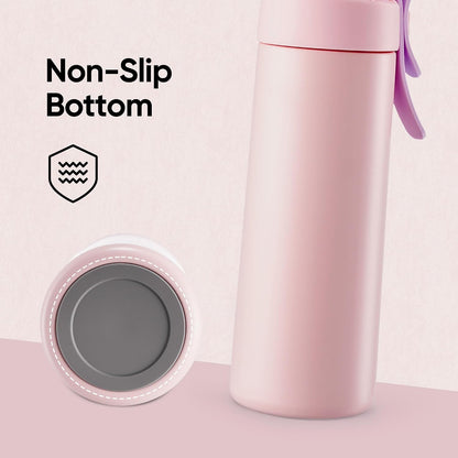 18 oz Insulated Water Bottle with Handle, 304 Stainless Steel Double Wall Vacuum, Keep 24H Cold, Leak Proof, BPA-Free,with Lid & Non-Slip Bottom for Outdoor, Sports, Work, Travel (Black)