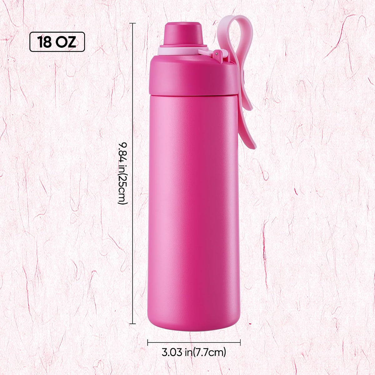 18 oz Insulated Water Bottle with Handle, 304 Stainless Steel Double Wall Vacuum, Keep 24H Cold, Leak Proof, BPA-Free,with Lid & Non-Slip Bottom for Outdoor, Sports, Work, Travel (Black)