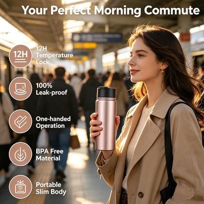 Tea Infuser Bottle With Removable Loose Leaf Tea Strainer Cup 18/8 Stainless Steel Portable Insulated Travel Tea Tumbler Black
