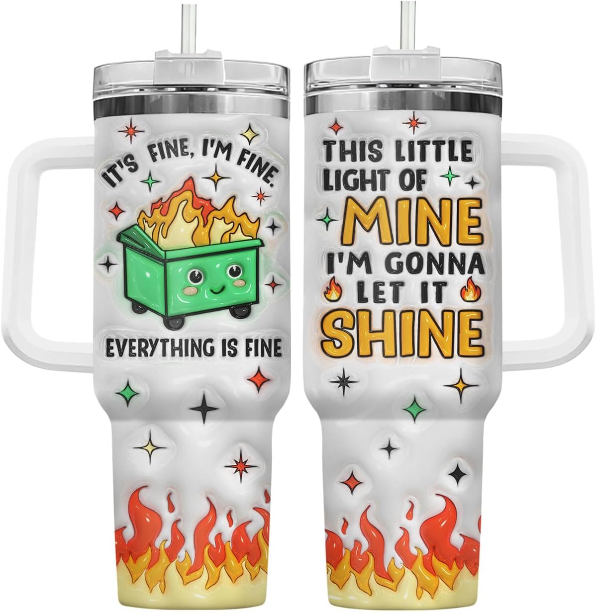 Dumpster Fire This Little 40 oz Tumbler with Handle, Spooky Lover Gift | Gifts for Him Her, Friends & Coworkers