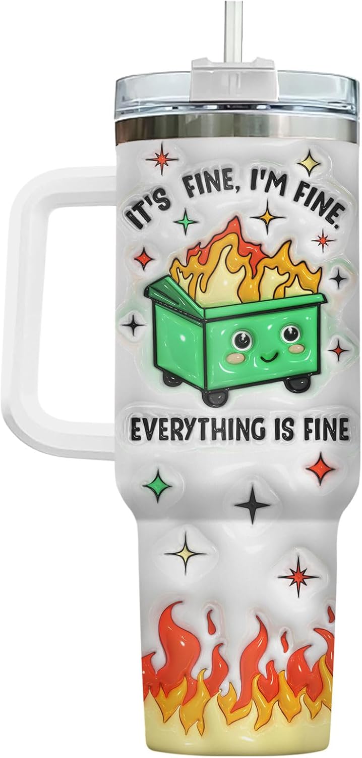 Dumpster Fire This Little 40 oz Tumbler with Handle, Spooky Lover Gift | Gifts for Him Her, Friends & Coworkers