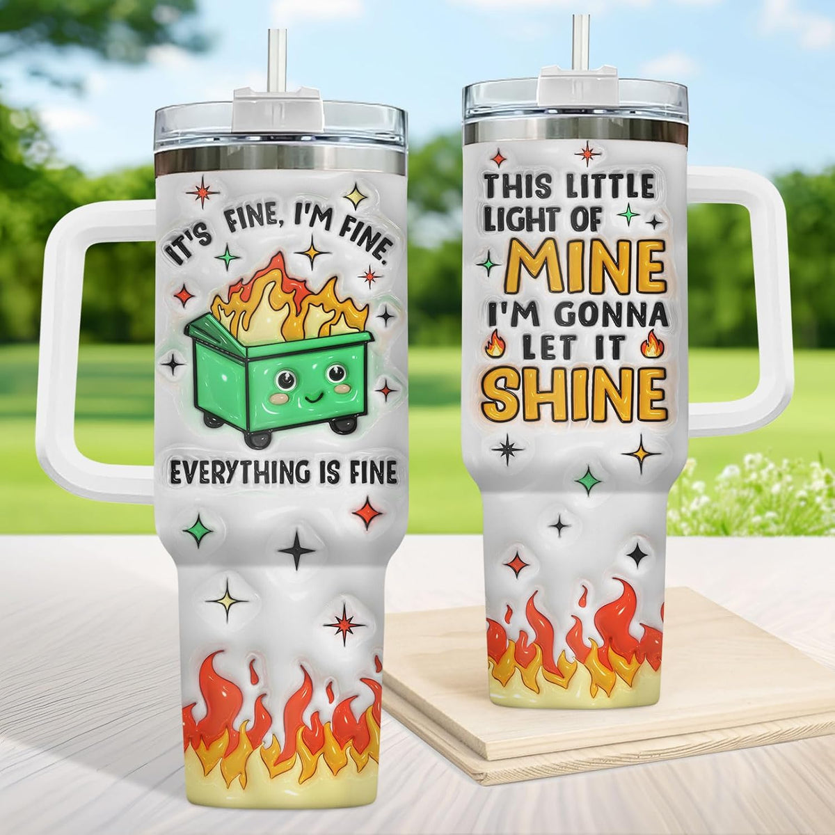 Dumpster Fire This Little 40 oz Tumbler with Handle, Spooky Lover Gift | Gifts for Him Her, Friends & Coworkers