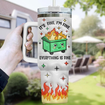 Dumpster Fire This Little 40 oz Tumbler with Handle, Spooky Lover Gift | Gifts for Him Her, Friends & Coworkers