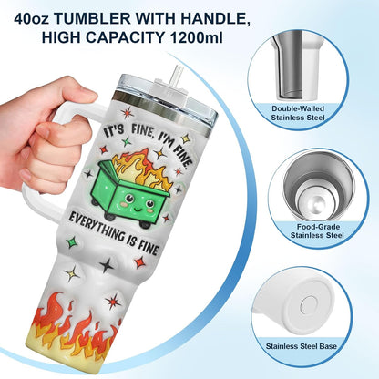 Dumpster Fire This Little 40 oz Tumbler with Handle, Spooky Lover Gift | Gifts for Him Her, Friends & Coworkers