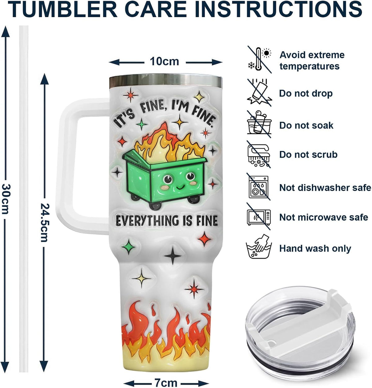 Dumpster Fire This Little 40 oz Tumbler with Handle, Spooky Lover Gift | Gifts for Him Her, Friends & Coworkers