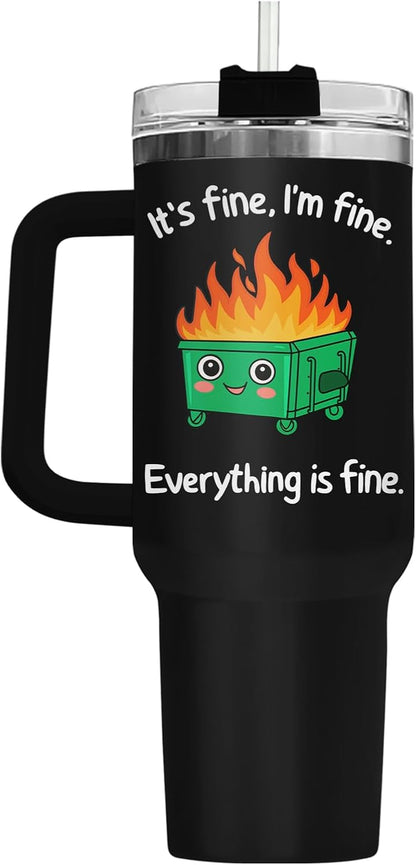 Dumpster Fire This Little 40 oz Tumbler with Handle, Spooky Lover Gift | Gifts for Him Her, Friends & Coworkers