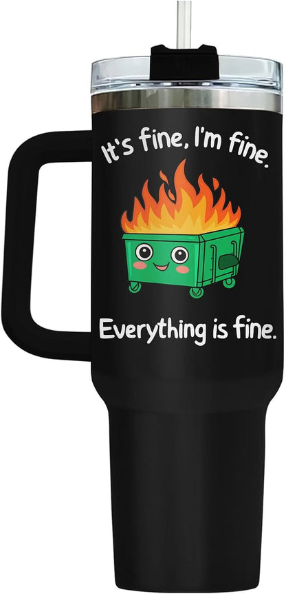 Dumpster Fire This Little 40 oz Tumbler with Handle, Spooky Lover Gift | Gifts for Him Her, Friends & Coworkers