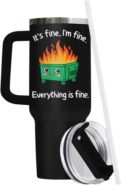 Dumpster Fire This Little 40 oz Tumbler with Handle, Spooky Lover Gift | Gifts for Him Her, Friends & Coworkers