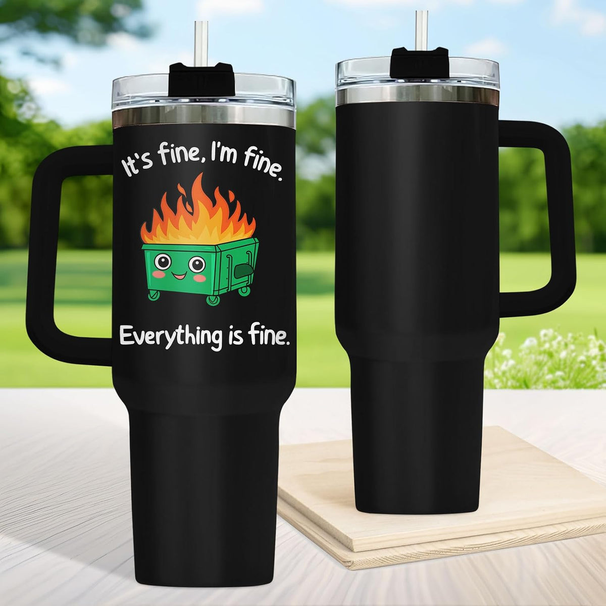 Dumpster Fire This Little 40 oz Tumbler with Handle, Spooky Lover Gift | Gifts for Him Her, Friends & Coworkers