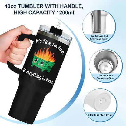 Dumpster Fire This Little 40 oz Tumbler with Handle, Spooky Lover Gift | Gifts for Him Her, Friends & Coworkers