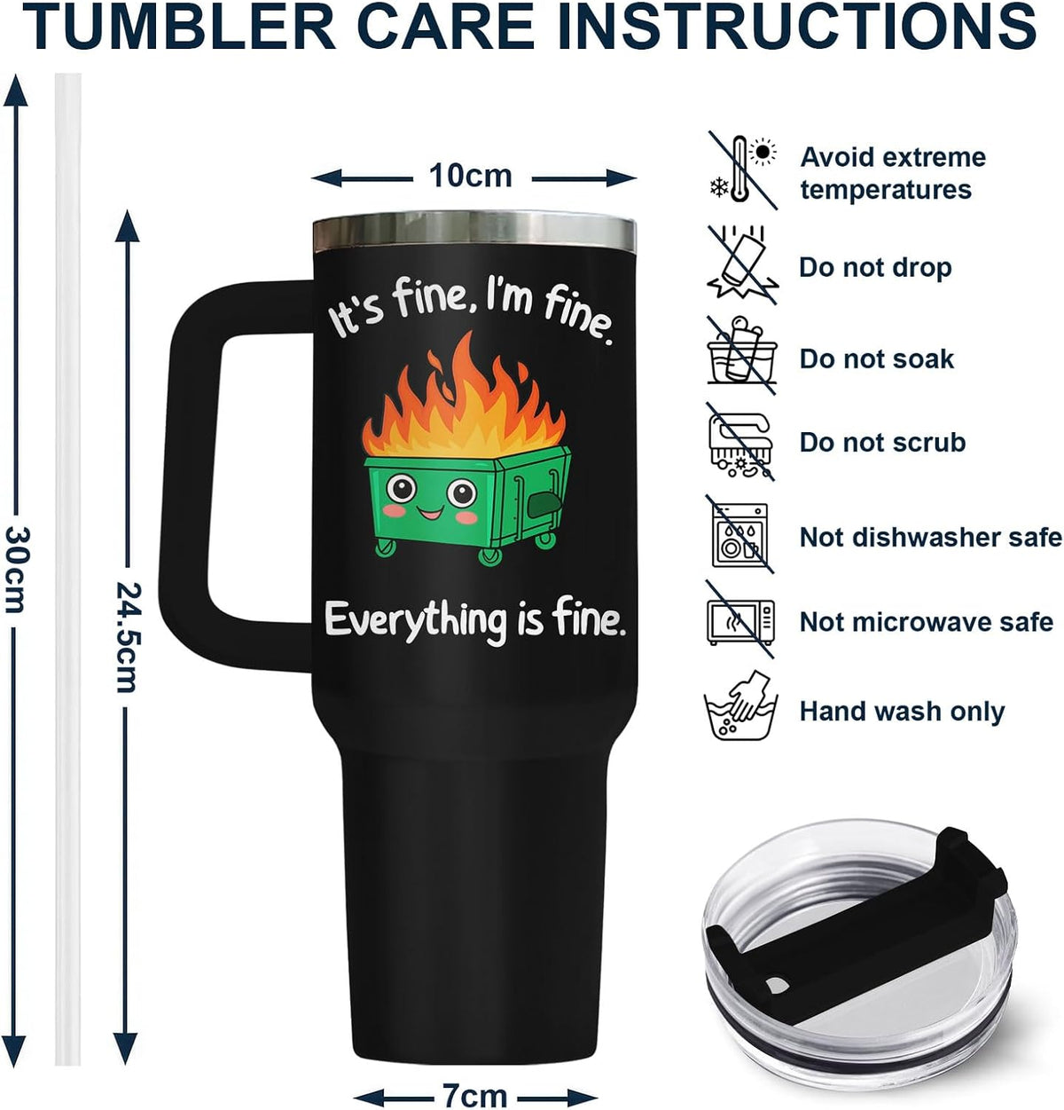 Dumpster Fire This Little 40 oz Tumbler with Handle, Spooky Lover Gift | Gifts for Him Her, Friends & Coworkers