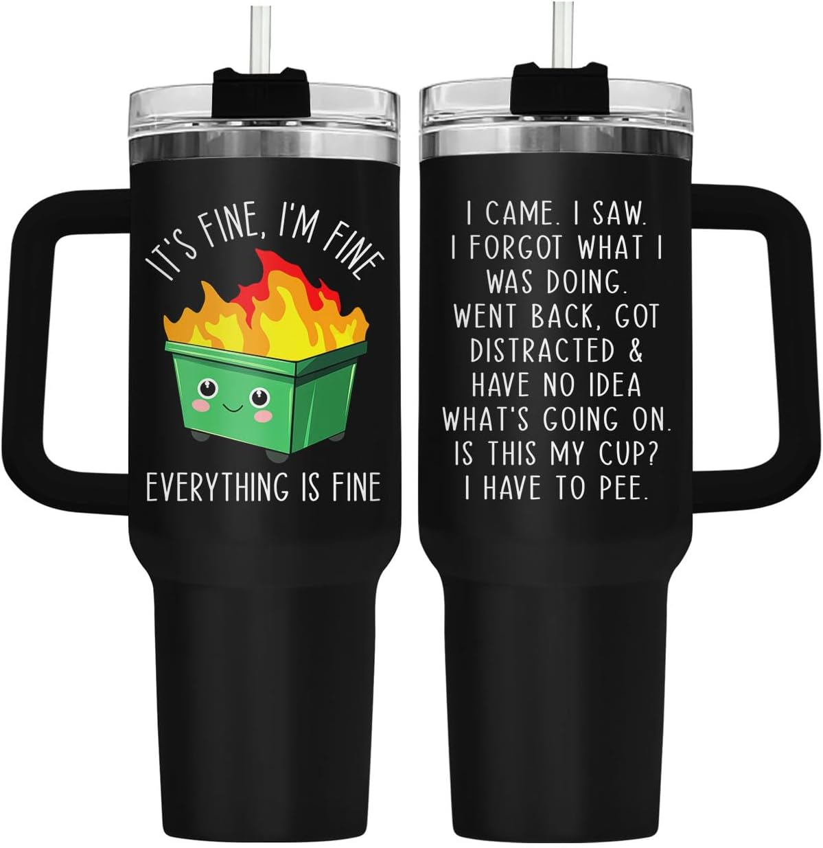 Dumpster Fire This Little 40 oz Tumbler with Handle, Spooky Lover Gift | Gifts for Him Her, Friends & Coworkers