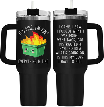 Dumpster Fire This Little 40 oz Tumbler with Handle, Spooky Lover Gift | Gifts for Him Her, Friends & Coworkers