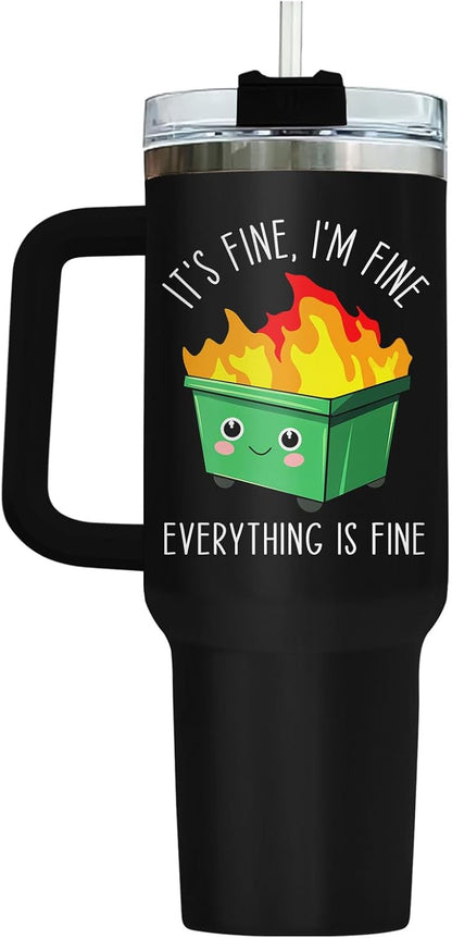 Dumpster Fire This Little 40 oz Tumbler with Handle, Spooky Lover Gift | Gifts for Him Her, Friends & Coworkers