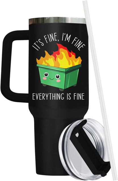 Dumpster Fire This Little 40 oz Tumbler with Handle, Spooky Lover Gift | Gifts for Him Her, Friends & Coworkers