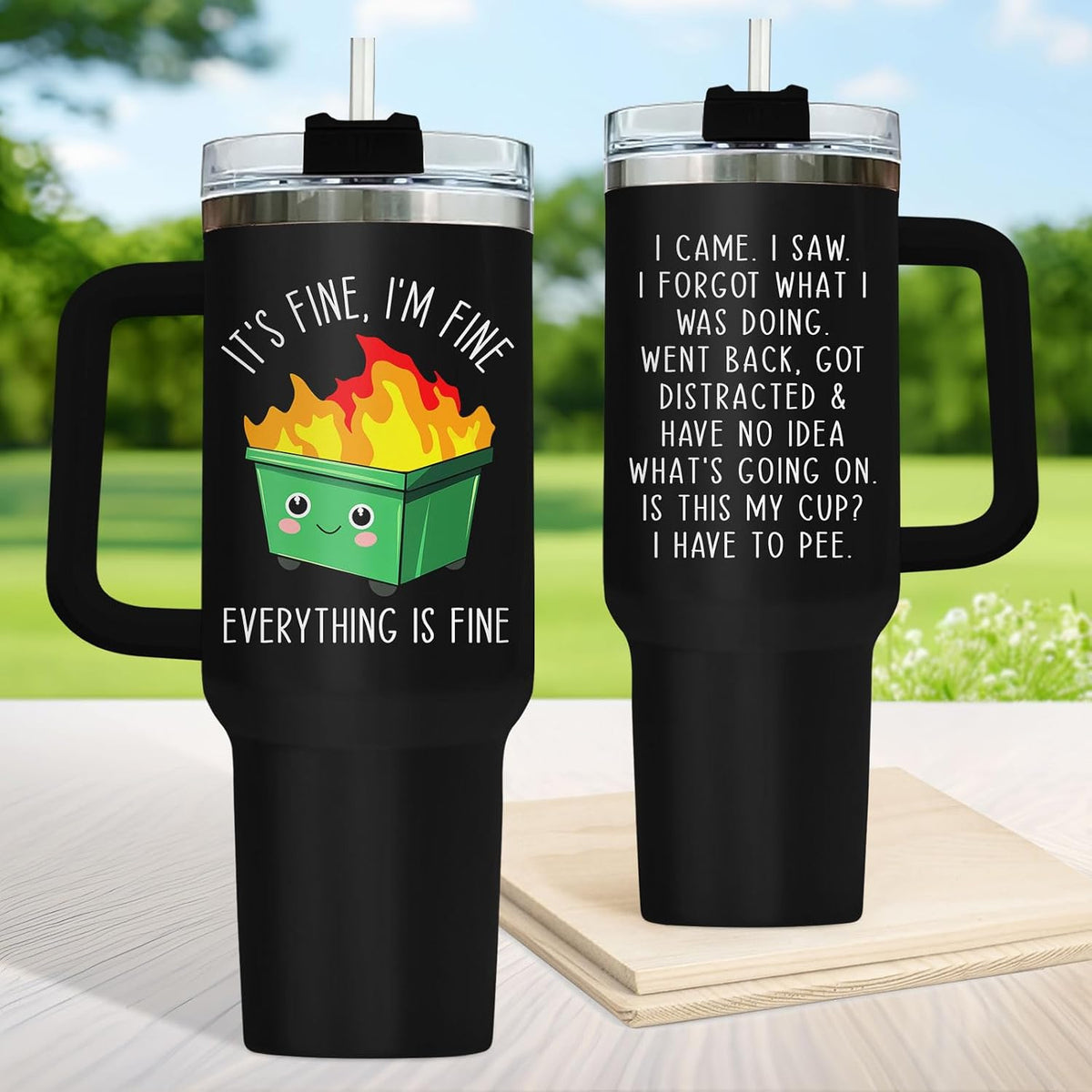 Dumpster Fire This Little 40 oz Tumbler with Handle, Spooky Lover Gift | Gifts for Him Her, Friends & Coworkers