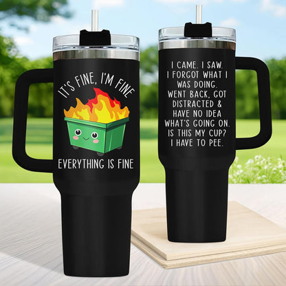 Dumpster Fire This Little 40 oz Tumbler with Handle, Spooky Lover Gift | Gifts for Him Her, Friends & Coworkers