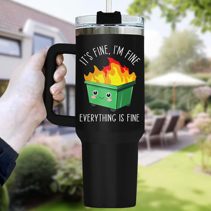 Dumpster Fire This Little 40 oz Tumbler with Handle, Spooky Lover Gift | Gifts for Him Her, Friends & Coworkers
