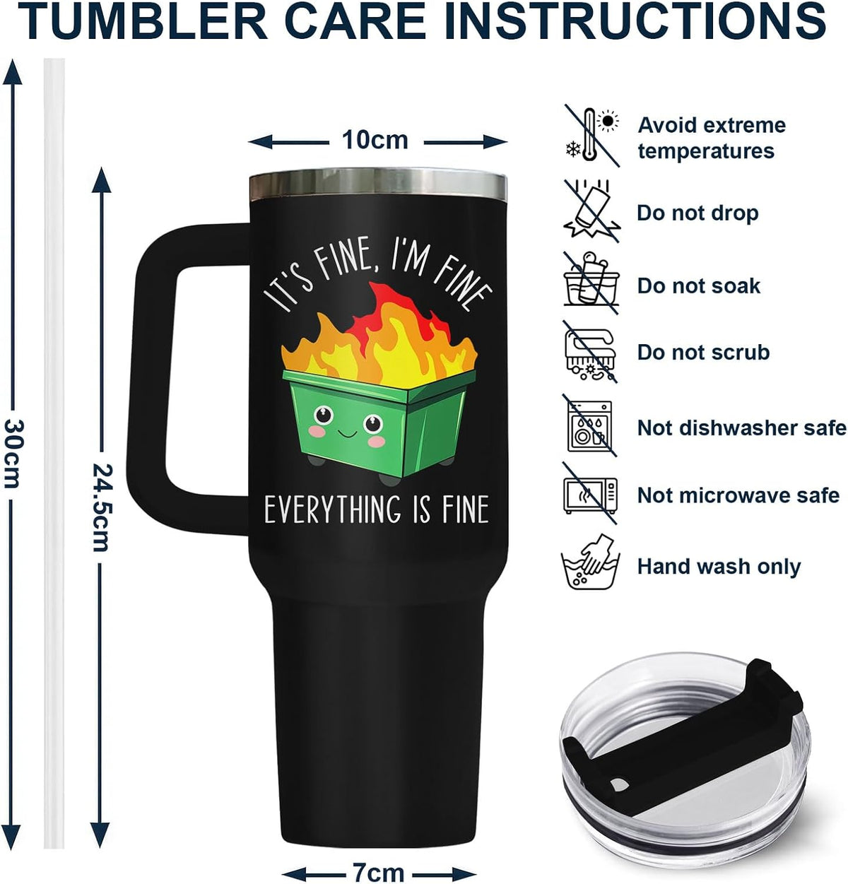 Dumpster Fire This Little 40 oz Tumbler with Handle, Spooky Lover Gift | Gifts for Him Her, Friends & Coworkers