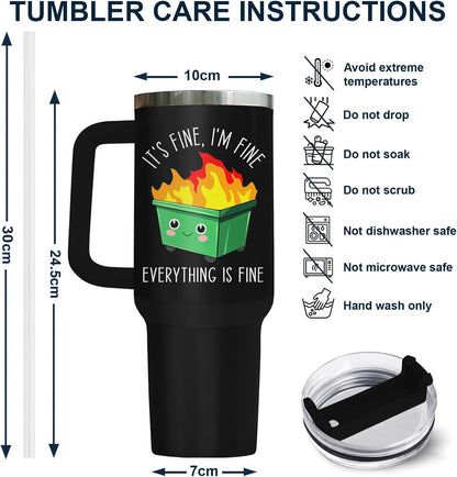 Dumpster Fire This Little 40 oz Tumbler with Handle, Spooky Lover Gift | Gifts for Him Her, Friends & Coworkers