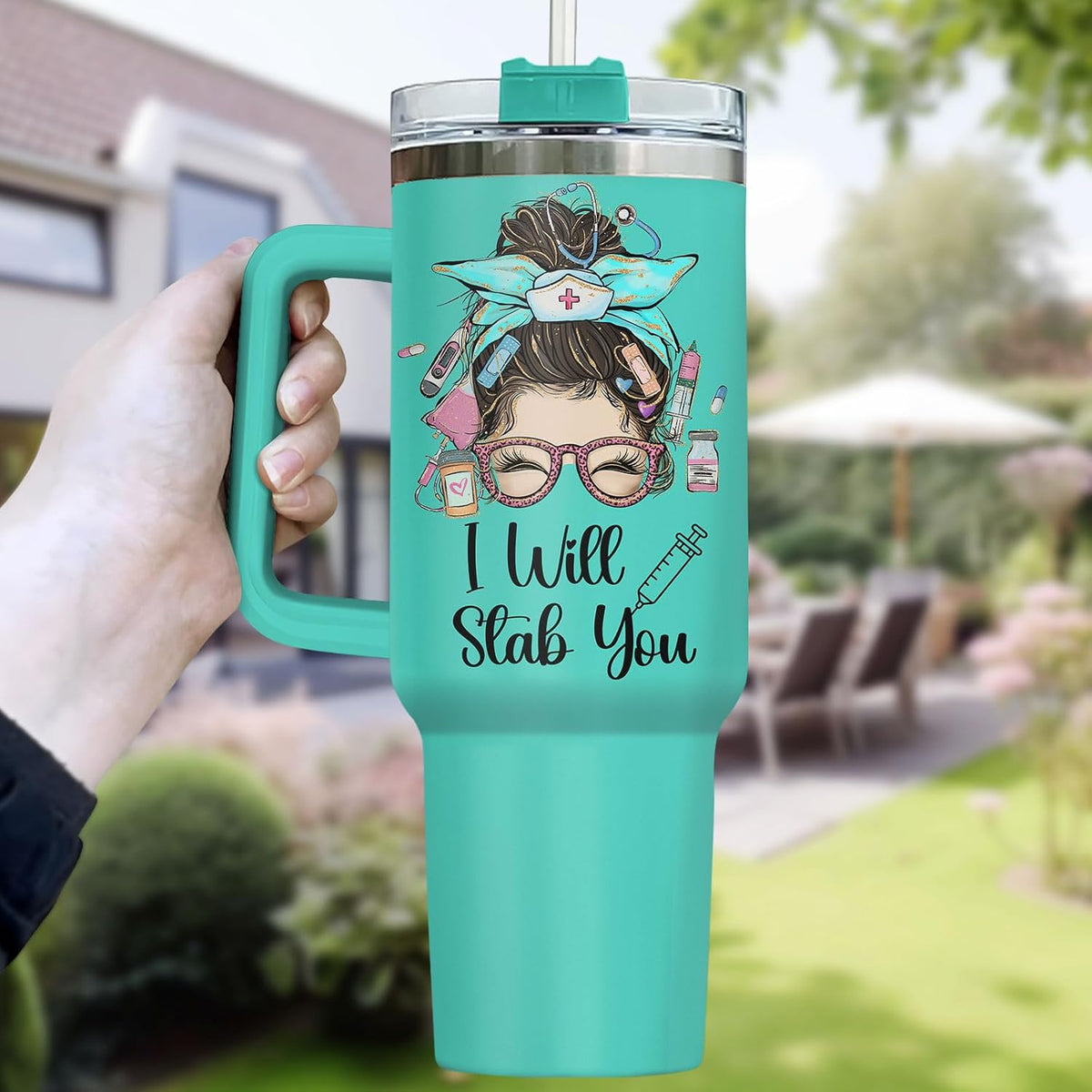 Dumpster Fire This Little 40 oz Tumbler with Handle, Spooky Lover Gift | Gifts for Him Her, Friends & Coworkers