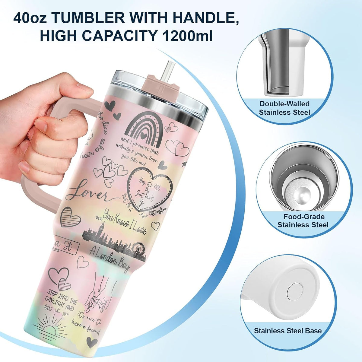 Dumpster Fire This Little 40 oz Tumbler with Handle, Spooky Lover Gift | Gifts for Him Her, Friends & Coworkers